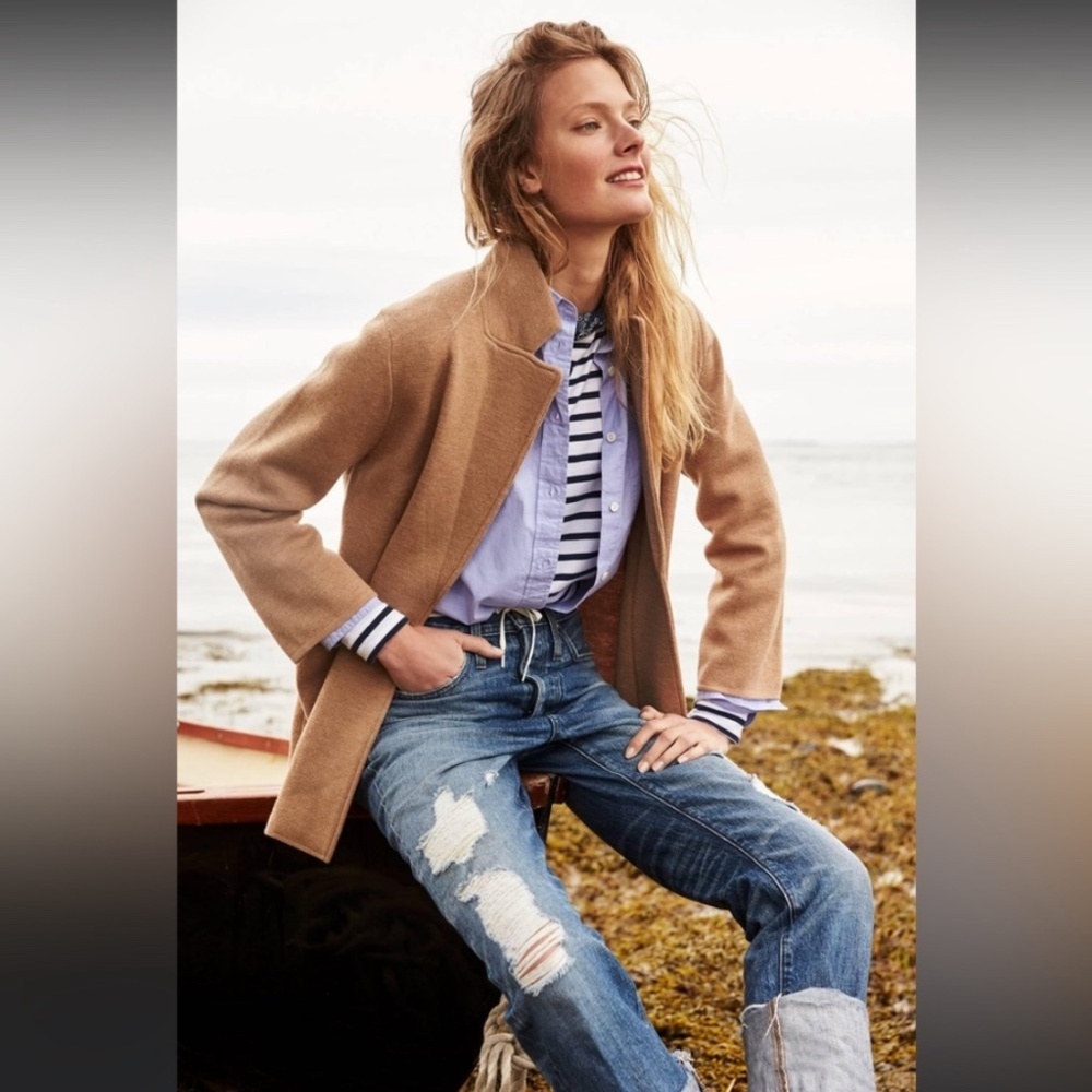 J Crew Sophie Open Front Sweater Blazer in Tan